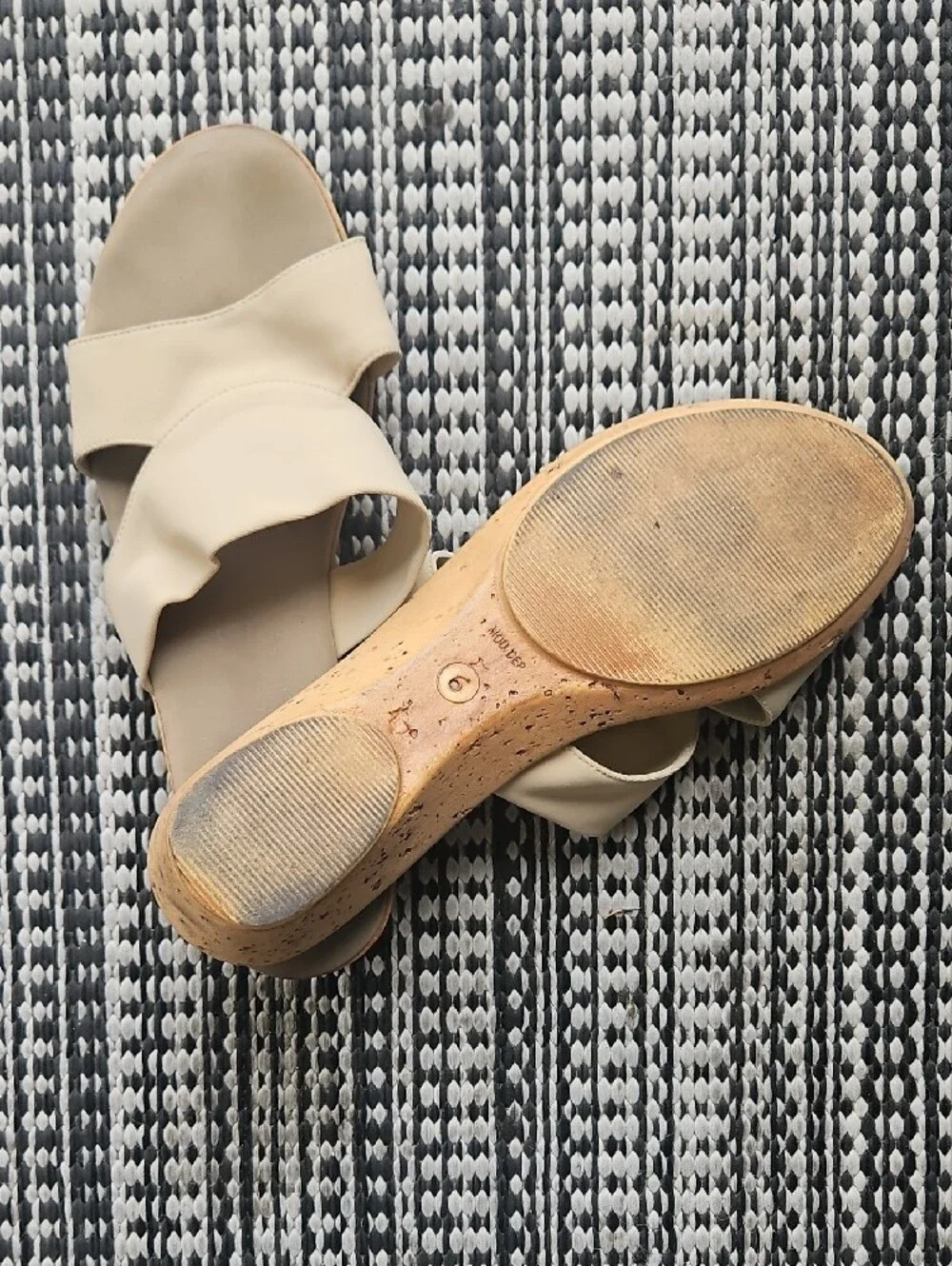 Onex Neutral Beige Cork Wedge Slide Sandals